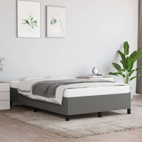 Cadre De Lit Sans Matelas Gris Foncé 120x200 Cm Tissu
