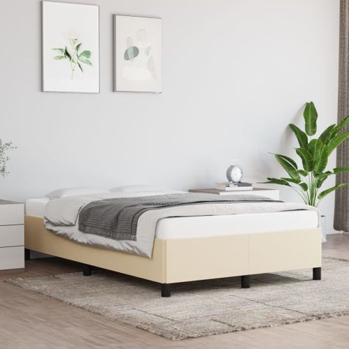 Cadre De Lit Sans Matelas Crème 120x200 Cm Tissu