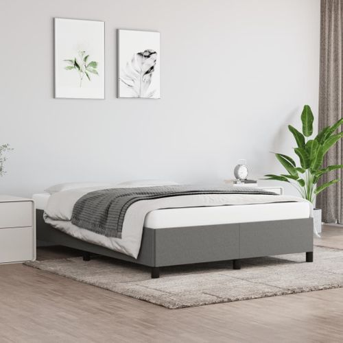 Cadre De Lit Sans Matelas Gris Foncé 140x190 Cm Tissu