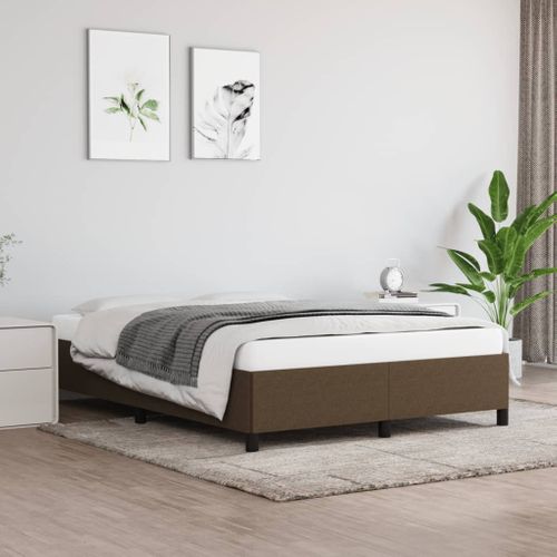 Cadre De Lit Sans Matelas Marron Foncé 140x190 Cm Tissu