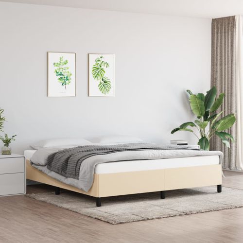 Cadre De Lit Sans Matelas Crème 160x200 Cm Tissu