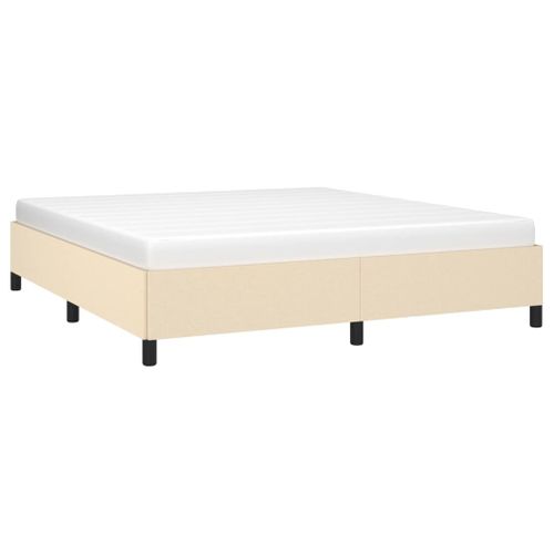 Cadre De Lit Sans Matelas Crème 160x200 Cm Tissu