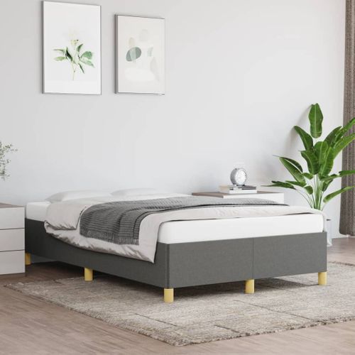 Cadre De Lit Sans Matelas Gris Foncé 120x200 Cm Tissu