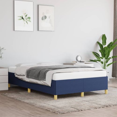 Cadre De Lit Sans Matelas Bleu 120x200 Cm Tissu