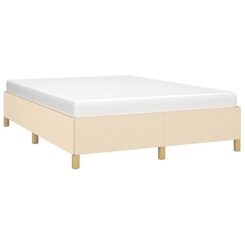 Cadre De Lit Sans Matelas Crème 140x190 Cm Tissu