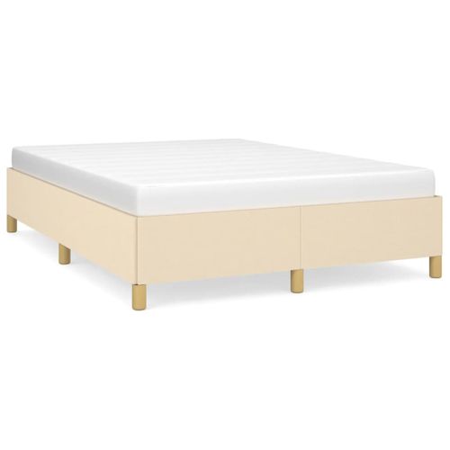 Cadre De Lit Sans Matelas Crème 140x190 Cm Tissu