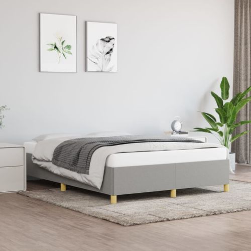 Cadre De Lit Sans Matelas Gris Clair 140x200 Cm Tissu