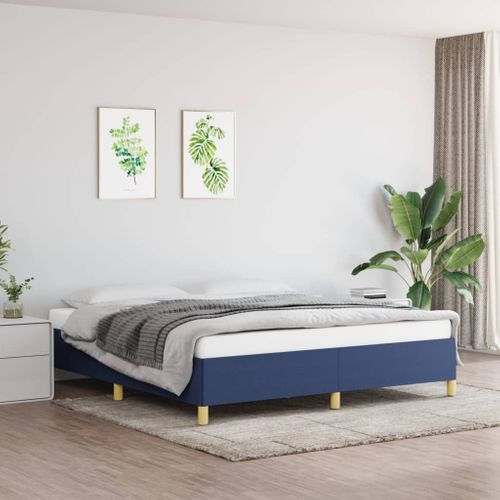 Cadre De Lit Sans Matelas Bleu 160x200 Cm Tissu