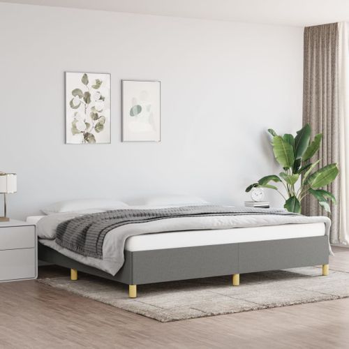 Cadre De Lit Sans Matelas Gris Foncé 200x200 Cm Tissu