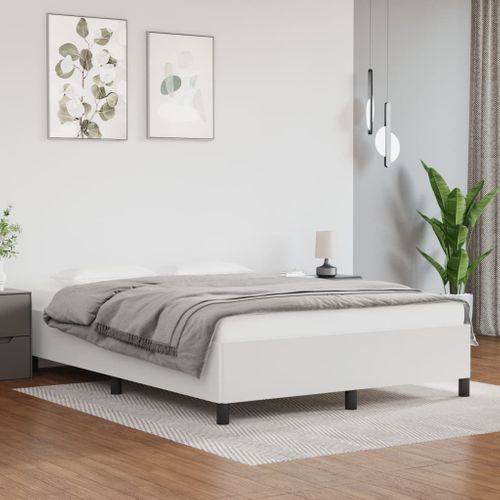 Cadre De Lit Sans Matelas Blanc 140x200 Cm Simili