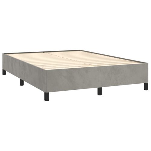 Cadre De Lit Sans Matelas Gris Clair 140x190 Cm Velours