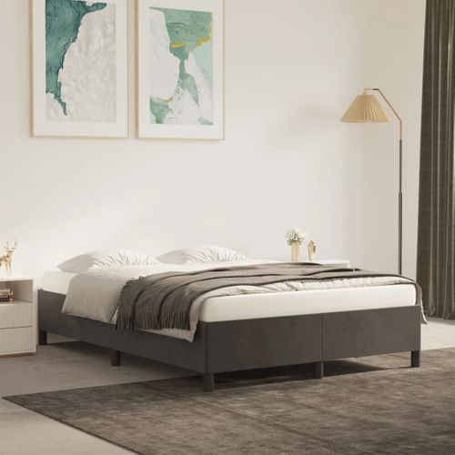 Cadre De Lit Sans Matelas Gris Foncé 140x190 Cm Velours