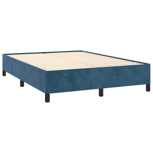 Cadre De Lit Sans Matelas Bleu Foncé 140x190 Cm Velours