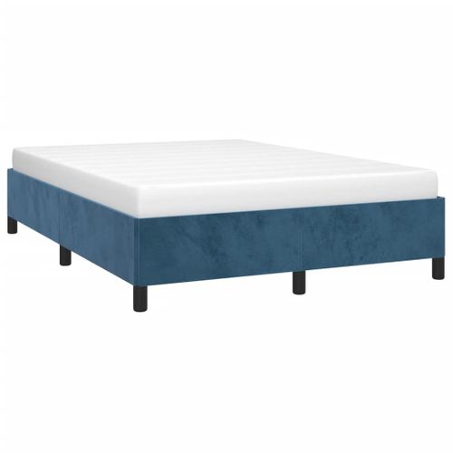 Cadre De Lit Sans Matelas Bleu Foncé 140x190 Cm Velours
