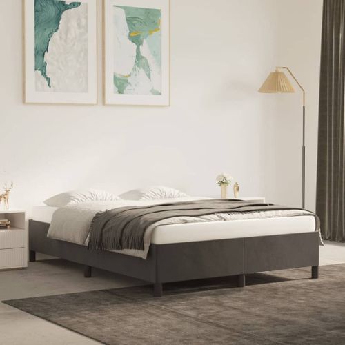 Cadre De Lit Sans Matelas Gris Foncé 140x200 Cm Velours