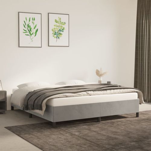 Cadre De Lit Sans Matelas Gris Clair 160x200 Cm Velours