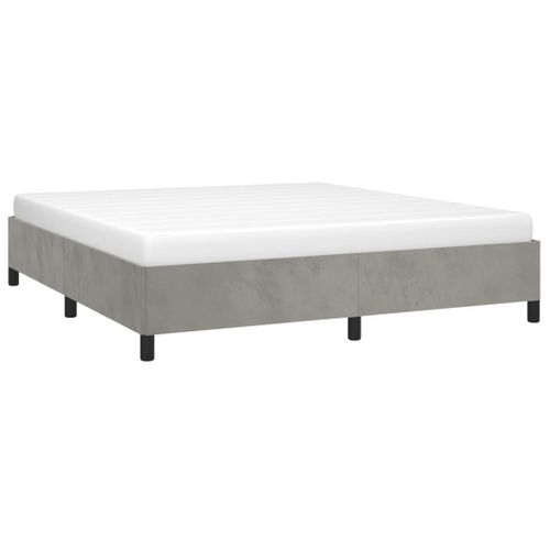 Cadre De Lit Sans Matelas Gris Clair 160x200 Cm Velours