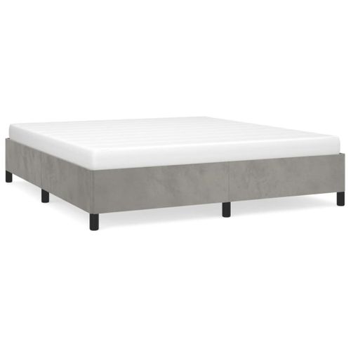 Cadre De Lit Sans Matelas Gris Clair 160x200 Cm Velours