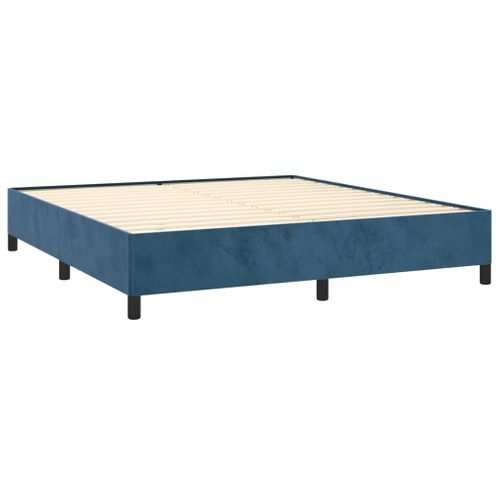 Cadre De Lit Sans Matelas Bleu Foncé 160x200 Cm Velours