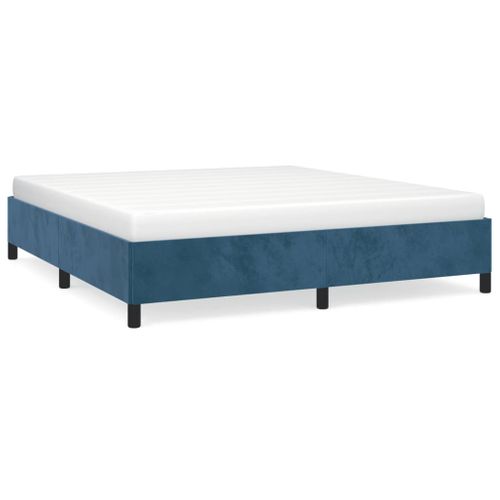 Cadre De Lit Sans Matelas Bleu Foncé 160x200 Cm Velours