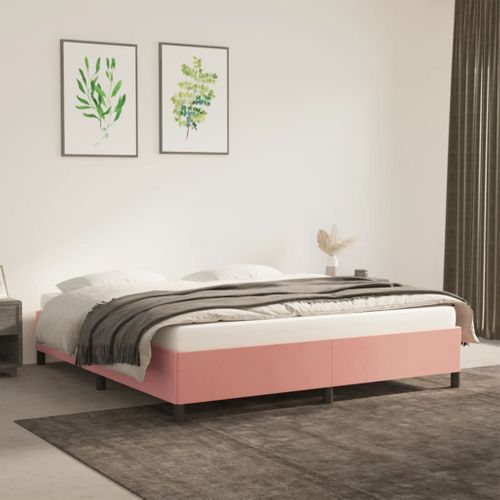 Cadre De Lit Sans Matelas Rose 160x200 Cm Velours