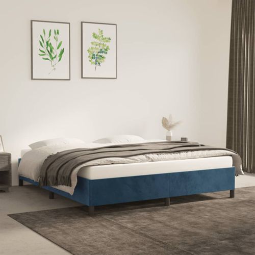 Cadre De Lit Sans Matelas Bleu Foncé 180x200 Cm Velours