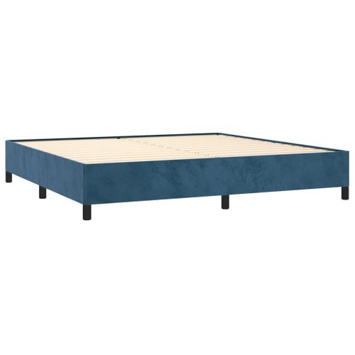 Cadre De Lit Sans Matelas Bleu Foncé 200x200 Cm Velours