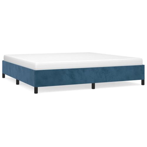 Cadre De Lit Sans Matelas Bleu Foncé 200x200 Cm Velours
