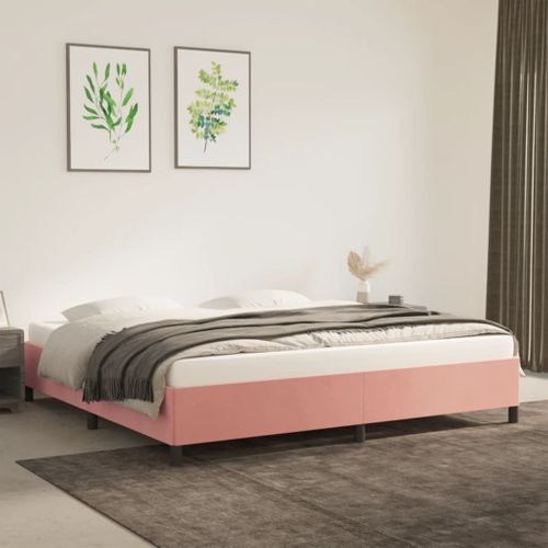 Cadre De Lit Sans Matelas Rose 200x200 Cm Velours
