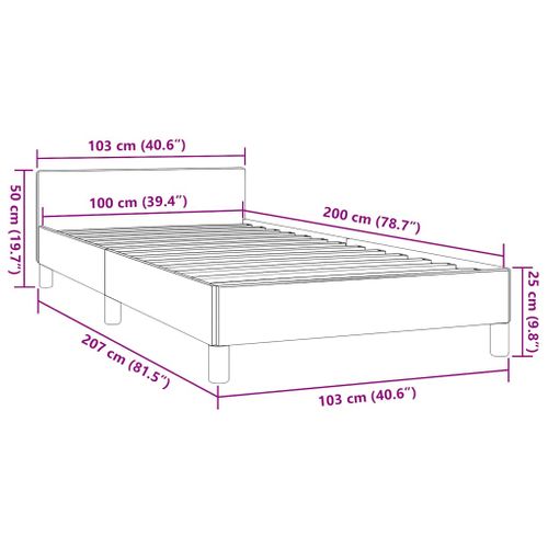 Cadre De Lit Sans Matelas Gris Clair 100x200 Cm Tissu