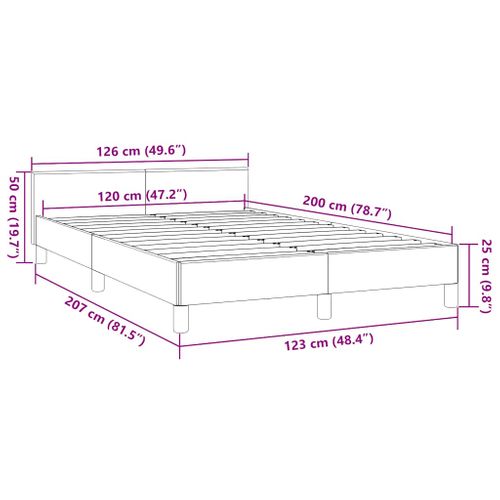 Cadre De Lit Sans Matelas Taupe 120x200 Cm Tissu