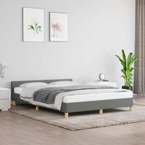 Cadre De Lit Sans Matelas Gris Foncé 140x190 Cm Tissu