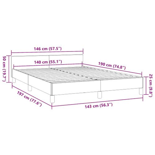 Cadre De Lit Sans Matelas Marron Foncé 140x190 Cm Tissu