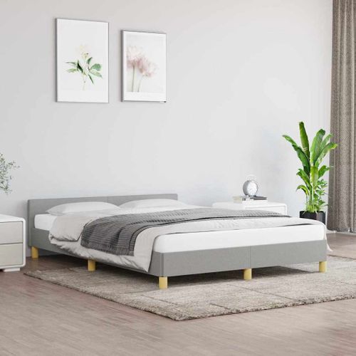 Cadre De Lit Sans Matelas Gris Clair 140x200 Cm Tissu