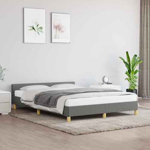 Cadre De Lit Sans Matelas Gris Foncé 140x200 Cm Tissu