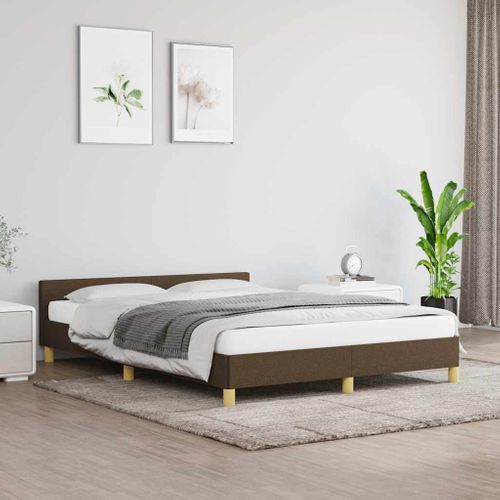 Cadre De Lit Sans Matelas Marron Foncé 140x200 Cm Tissu
