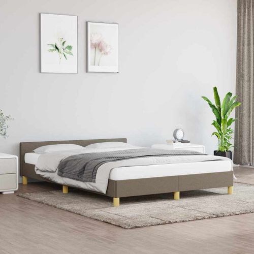 Cadre De Lit Sans Matelas Taupe 140x200 Cm Tissu