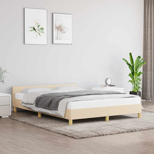 Cadre De Lit Sans Matelas Crème 140x200 Cm Tissu