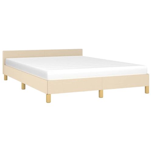 Cadre De Lit Sans Matelas Crème 140x200 Cm Tissu