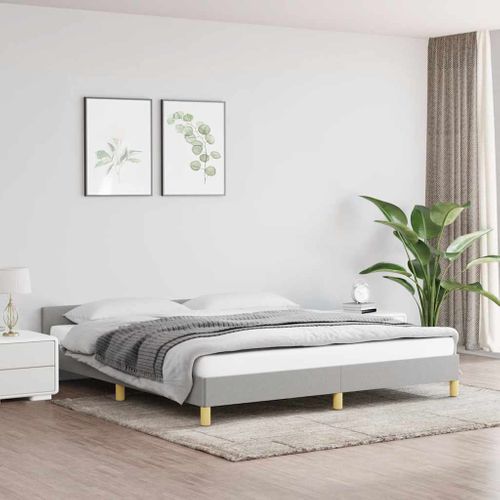 Cadre De Lit Sans Matelas Gris Clair 160x200 Cm Tissu