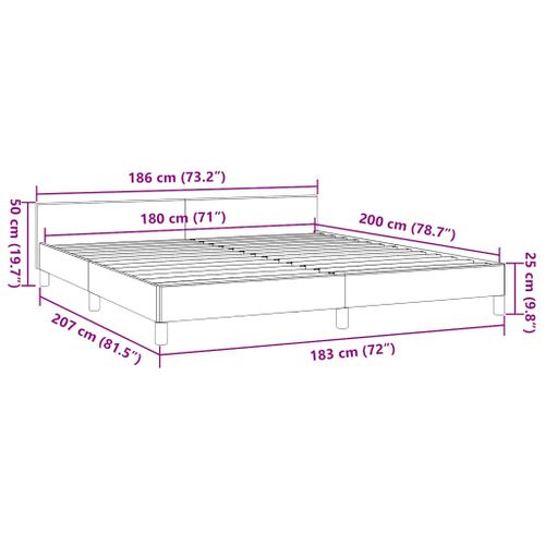 Cadre De Lit Sans Matelas Marron Foncé 180x200 Cm Tissu