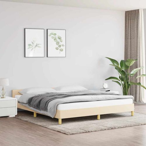 Cadre De Lit Sans Matelas Crème 180x200 Cm Tissu