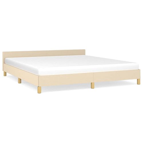 Cadre De Lit Sans Matelas Crème 180x200 Cm Tissu