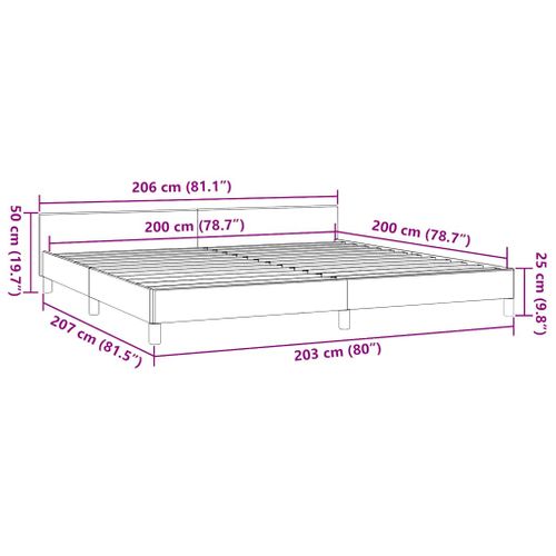 Cadre De Lit Sans Matelas Gris Foncé 200x200 Cm Tissu