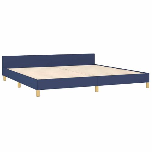 Cadre De Lit Avec Tête De Lit Sans Matelas Bleu 200x200cm Tissu