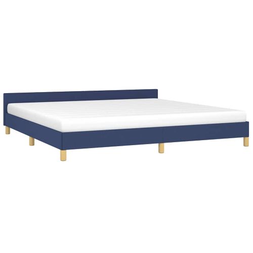 Cadre De Lit Avec Tête De Lit Sans Matelas Bleu 200x200cm Tissu