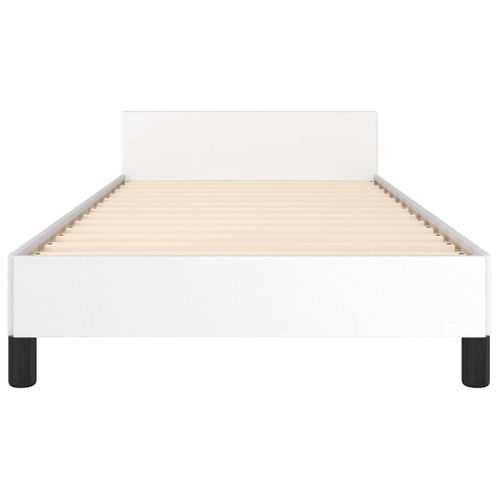 Lit Avec Tête De Lit Blanc 90x190 Cm Similicuir