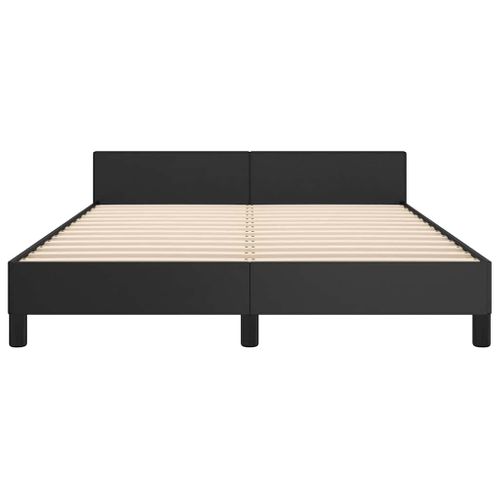 Cadre De Lit Avec Tête De Lit Noir 140x200 Cm Simili Lit Double Rembourré Meuble Chambre