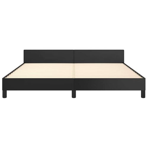 Vidaxl Cadre De Lit Avec Tête De Lit Noir 160x200 Cm Simili Lit Double Rembourré Meuble Chambre