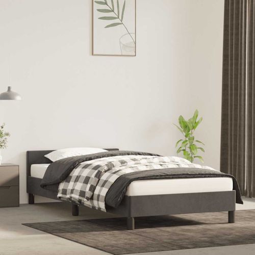 Cadre De Lit Sans Matelas Gris Foncé 100x200 Cm Velours